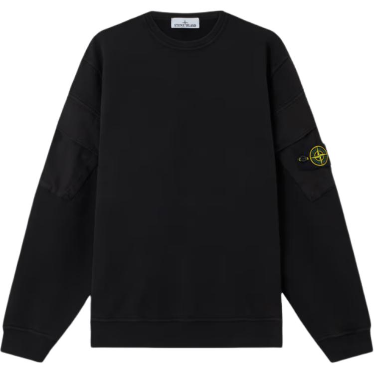 STONE ISLAND FW25 Осень Зима Логотип Свитшот с круглым вырезом и длинным рукавом Мужской свитшот Черный K2S156100008S0A20-V0029