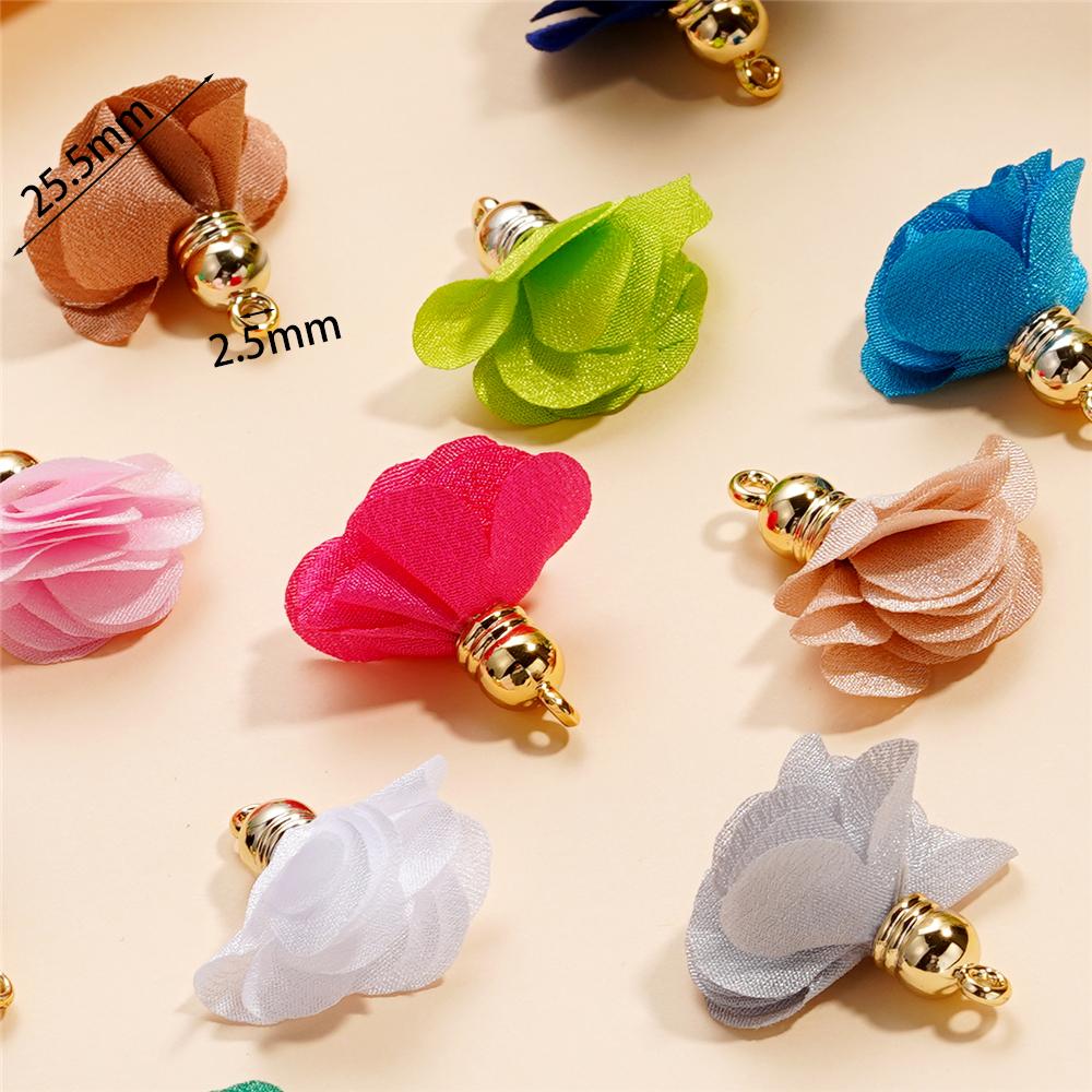 10Pcs/Lot Fabric Flower Tassel Pendants for Jewelry Making for DIY Bracelet Earrings Keychain Tassel Jewelry Making Accessories