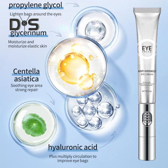 Массажный крем для кожи вокруг глаз с эффектом стирания морщин и мультипептидами 20 г Укрепляющий электронный массажер для тонких линий Умный крем для кожи вокруг глаз Электрический массажный крем для кожи вокруг глаз