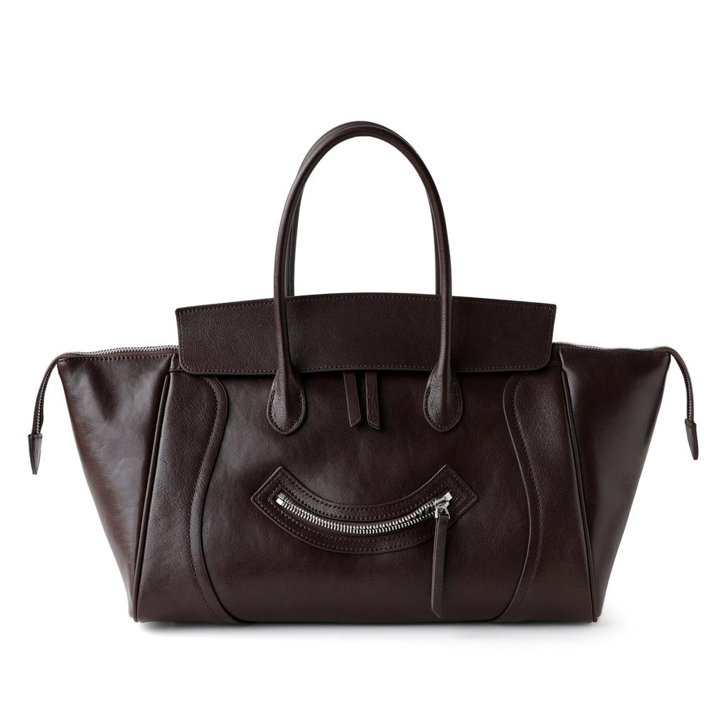 Вместительная простая сумка-крыло из натуральной кожи растительного дубления, портативная сумка-смайлик, универсальная дорожная на плечо через плечо