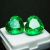 Natural Green Emerald Loose Gemstone Colombian 16 ct Heart Shape 2 Stones for Jewelry Designs