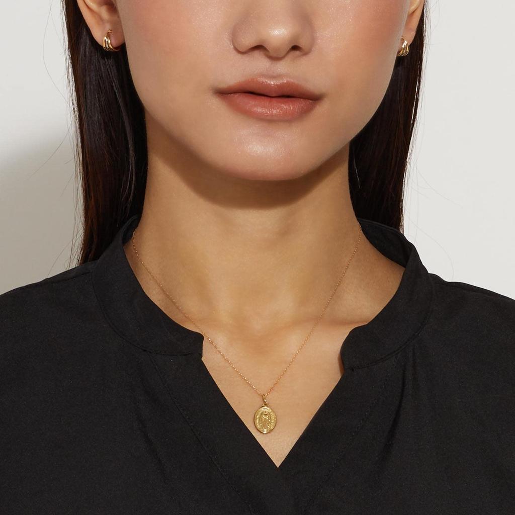 Ожерелье с подвеской в виде монеты Мария Мотив Овал K18 18K Золото [Лара Кристи] lp71-0028-yg