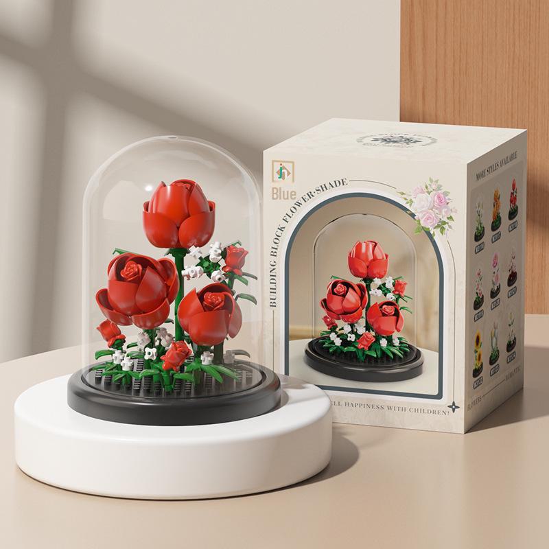 Valentine's Day Eternal Rose Bouquet: Compatible with Lego China Building Blocks, Flower Plant Potted Children's Toy