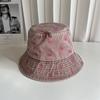 Милые вышитые банты Y2k шляпы для женщин Show Face маленькие весенние и летние дорожные универсальные повседневные ретро джинсовые панамы