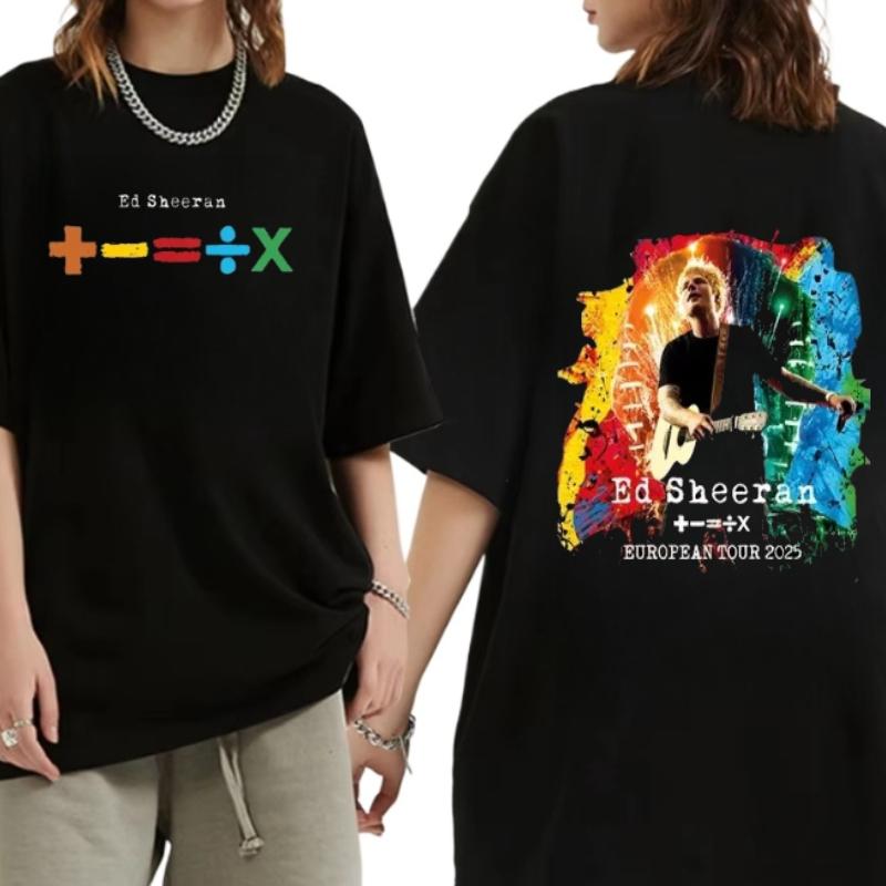 Ed Sheeran 2025 European Tour T-Shirt Womens Clothing Short Sleeve Casual Fashion T-Shirt Fans Gif T-Shirt Y2k Top Women Clothes