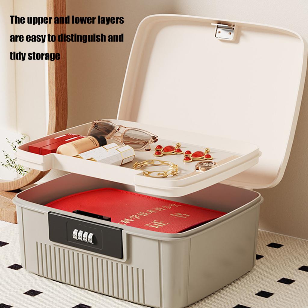 Большой запираемый контейнер для хранения вещей, аксессуар для домашнего офиса, школы с кодовым замком и съемным лотком