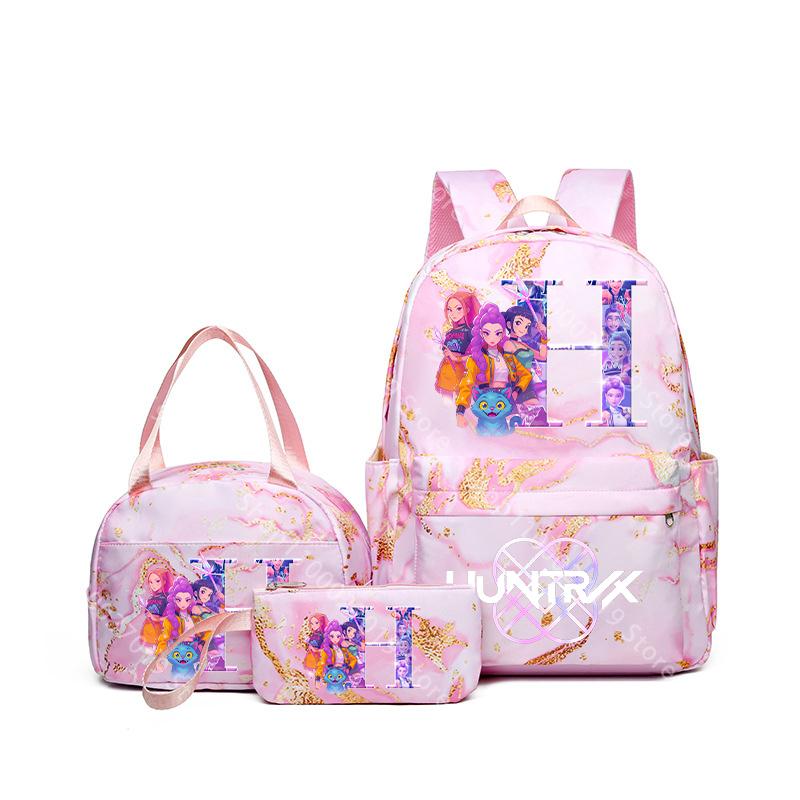 3pcs/set KPop Demon Hunters Girls Schoolbag Lunch Bag PencilCase Student Cartoon Backpack Bento Pouch Pen Bags School Supplies Gift