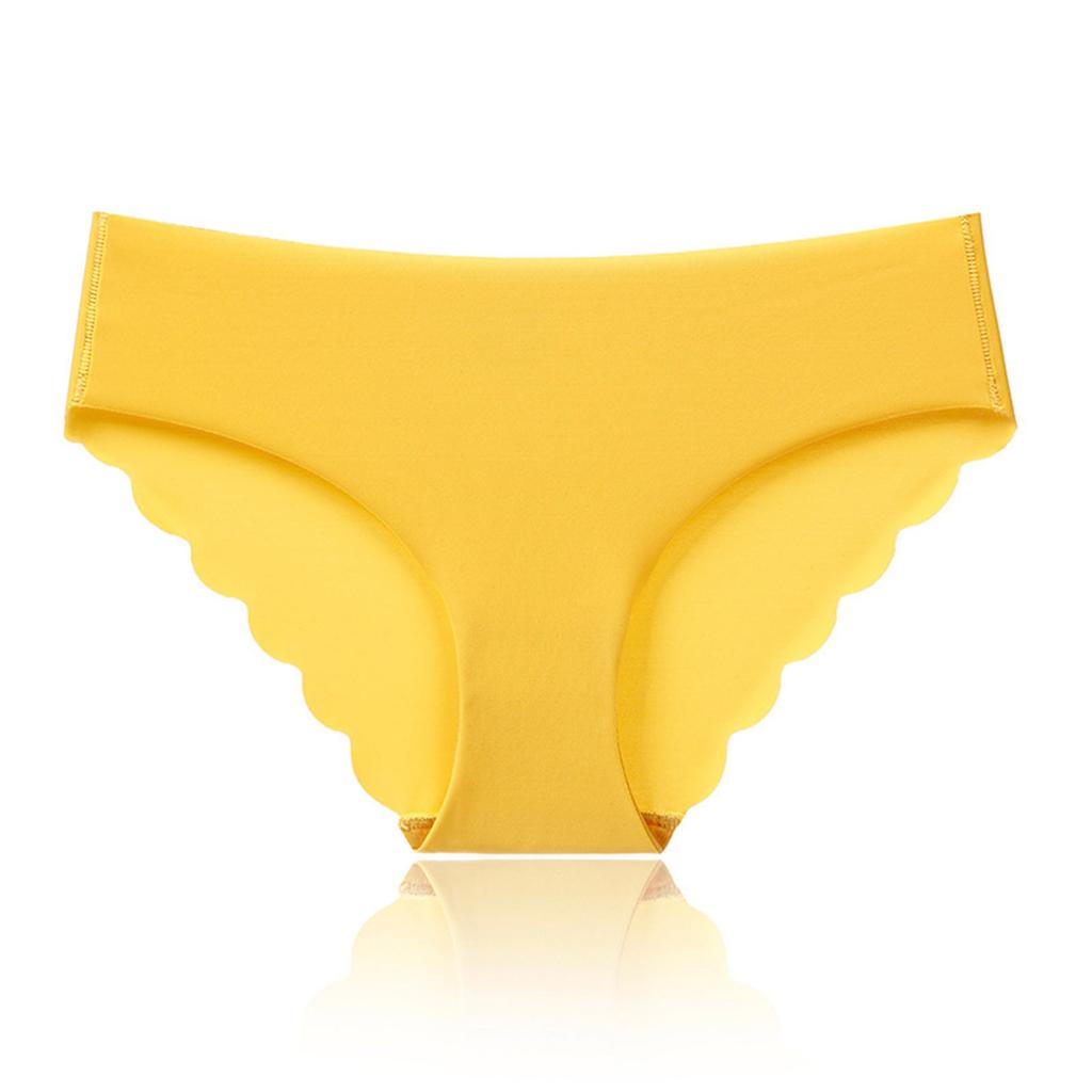 Ladies Sexy Solid Color Ice Silk Seamless Wave Low-rise Panties