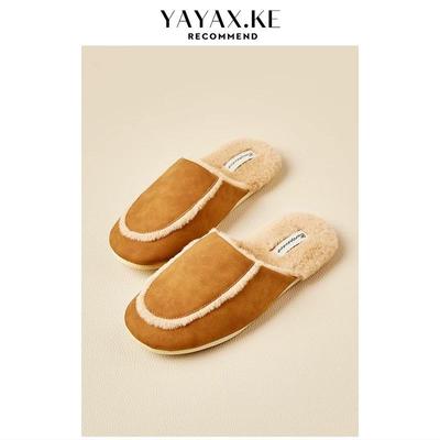 Тапочки комнатные из меха кролика теплые нескользящие