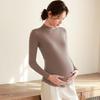 Maternity High Collar Velvet Top for Winter - Women's Thin Sweater for Pregnancy
