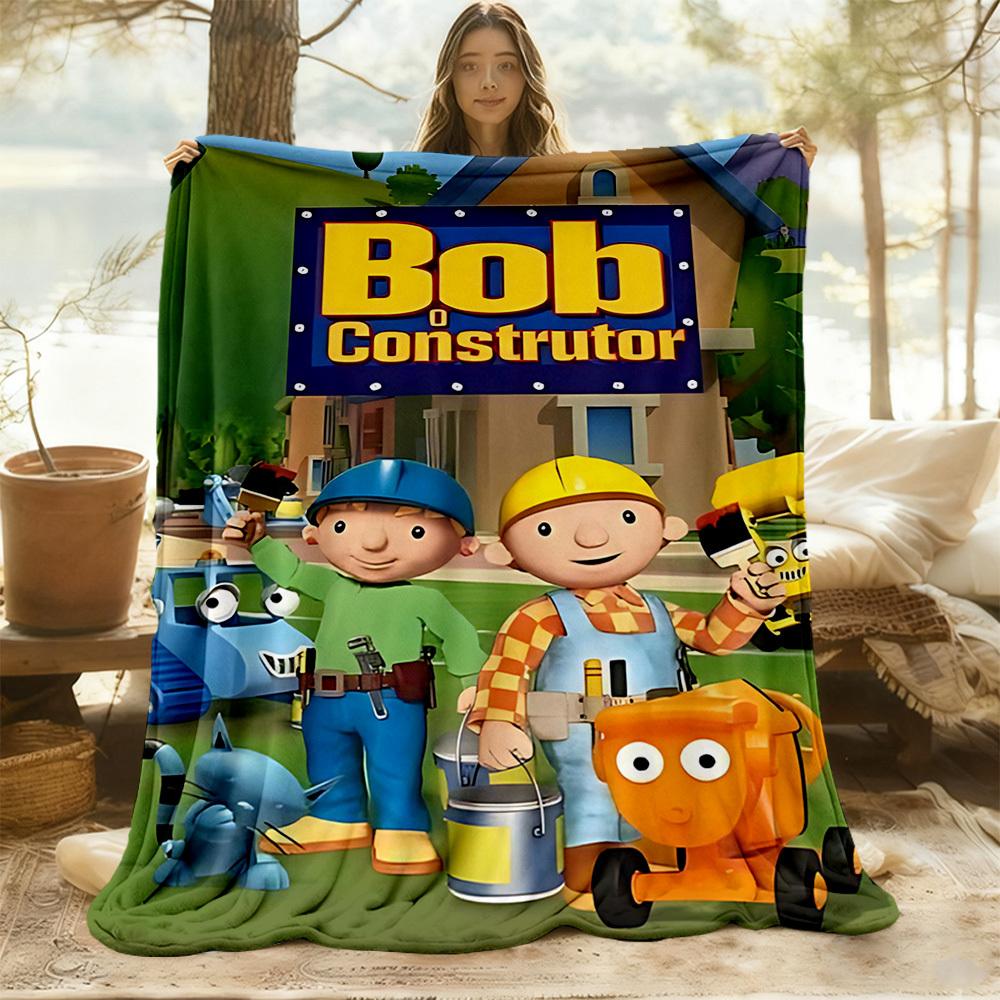 1pc Bob the Builder Outdoor Blanket Lightweight Flannel, All-Season Use for Sofa, Bed, Travel, Camping, Living Room, Office, Couch093