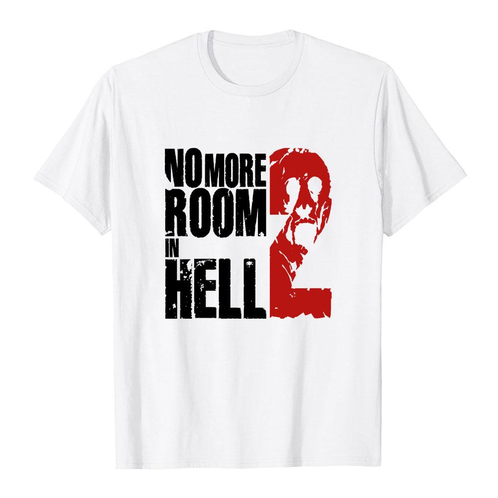 No More Room in Hell 2 Футболки Унисекс Хоррор Череп Графический Футболка Мужчины Женщины Круглый Вырез Короткий Рукав Футболка Уличная Одежда Черный Повседневный Топ