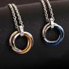 Stainless Steel Three-ring Necklace, Simple and Non-fading Men's Hip-hop Wind Titanium Steel Diamond Pendant Jewelry