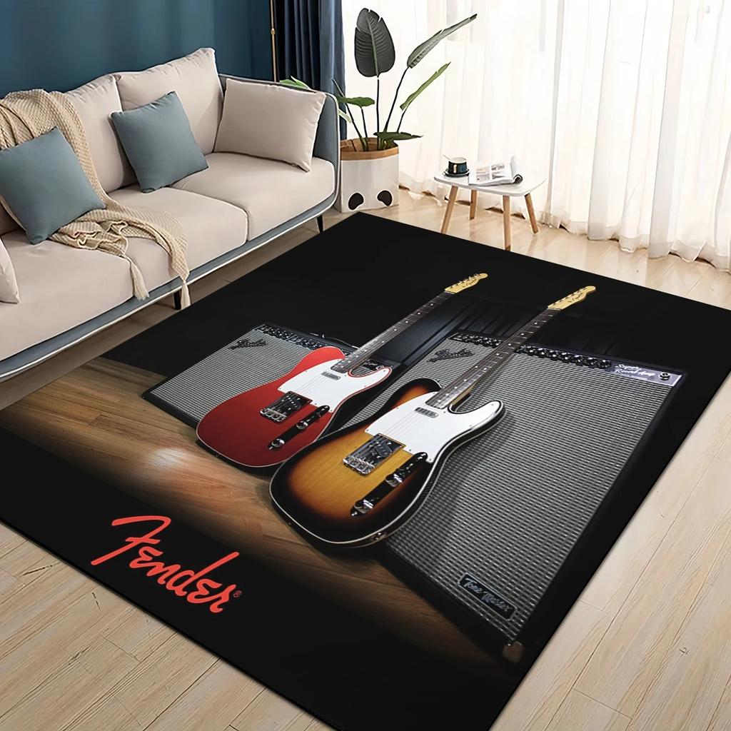 3D Ретро лого Fender Гитарные Инструменты Музыка Ковер Коврик для Гостиной Спальни Дома Декорация Дивана, Детский Нескользящий Напольный Коврик