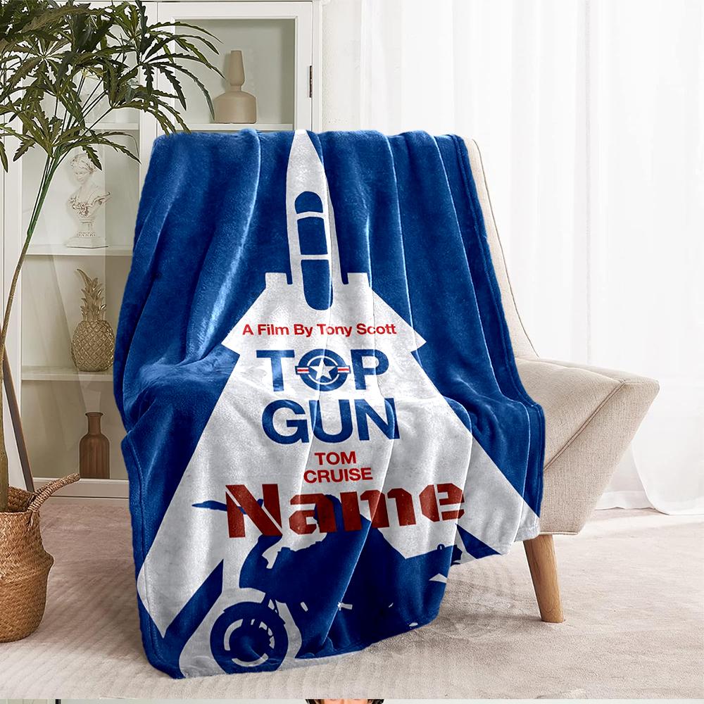 Custom Name Top Gun Theme Printed Blanket - Perfect for Couch, Bed, Travel & Outdoor Use | Machine Washable, Cozy & Durable.
