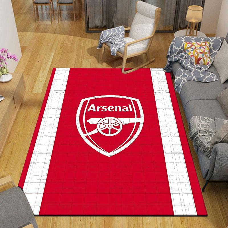 Arsenal Flannel Printed Carpet, Home Sofa Decoration for Living Room & Bedroom, Non‑Slip Play Flannel Floor Mat for Game Room