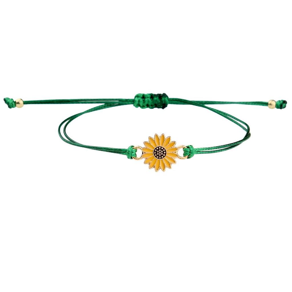 Alloy Sunflower Daisy Wax Rope Friendship Bracelet