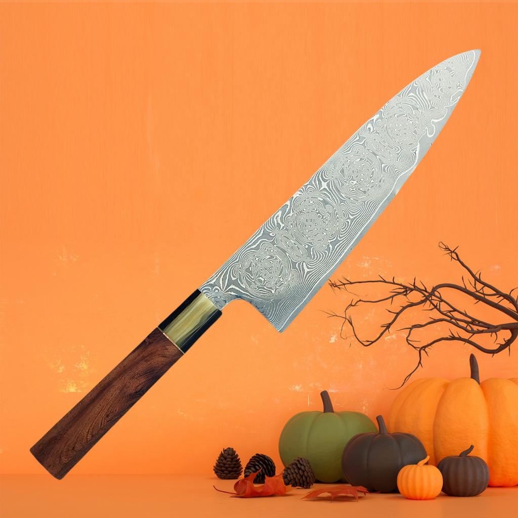 Нож шеф-повара Топор Нож для сашими Нарезка Тынны Суши Ветчина Лезвие из дамасской стали 10Cr15CoMoV Деревянная рукоять Кухонные ножи Инструменты для приготовления пищи