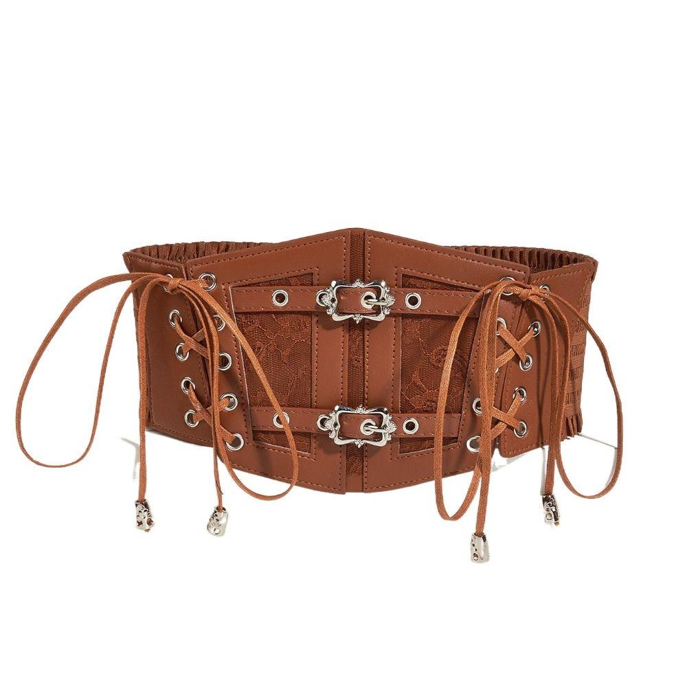 Adjustable Lace Cummerbunds Solid Color Wide Waist Corset Punk Corset Belt Outfits