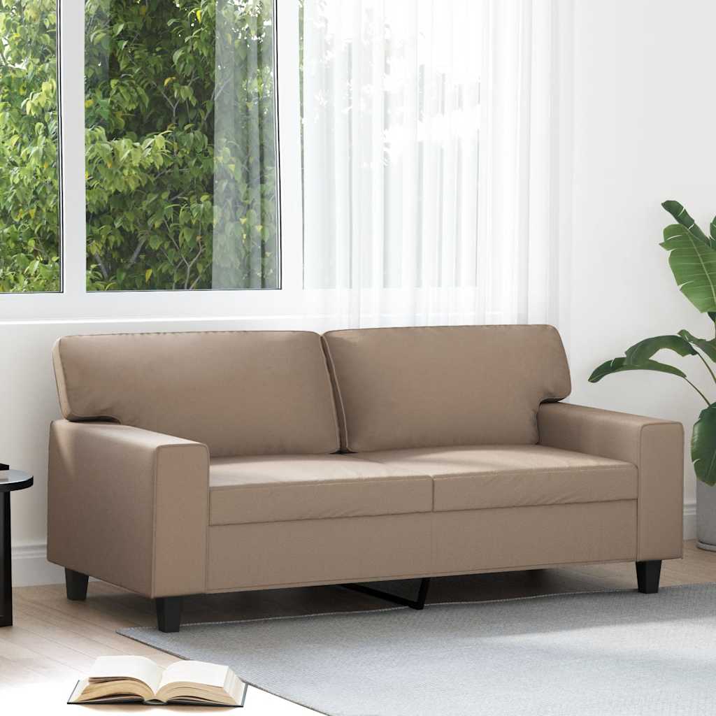 2 Seater Sofa Cappuccino Brown 140 cm Faux Leather