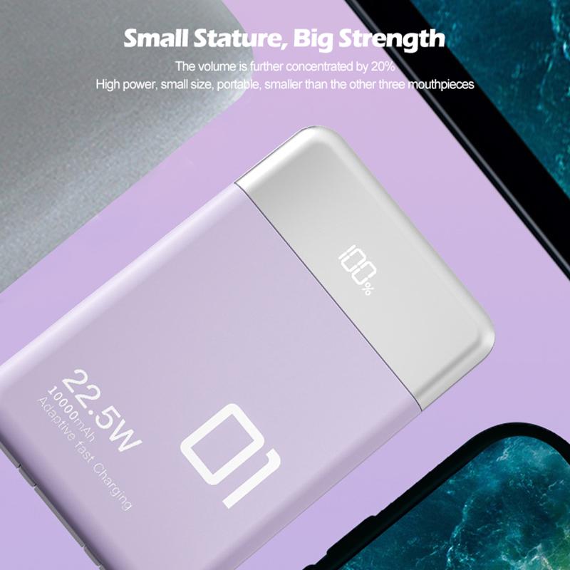 Power Bank 10000 мАч Портативный 22,5 Вт Быстрая зарядка Внешнее зарядное устройство с кабелем Mini Powerbank для iPhone Huawei P40 Xiaomi