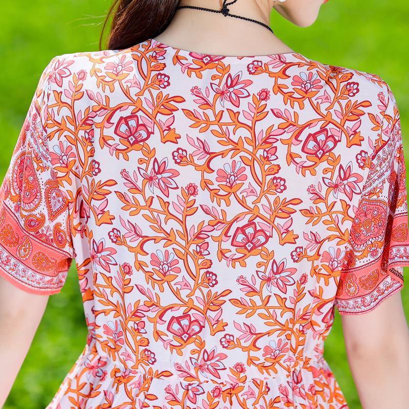 Женское длинное платье больших размеров, летнее платье с коротким рукавом и винтажным принтом для женщин