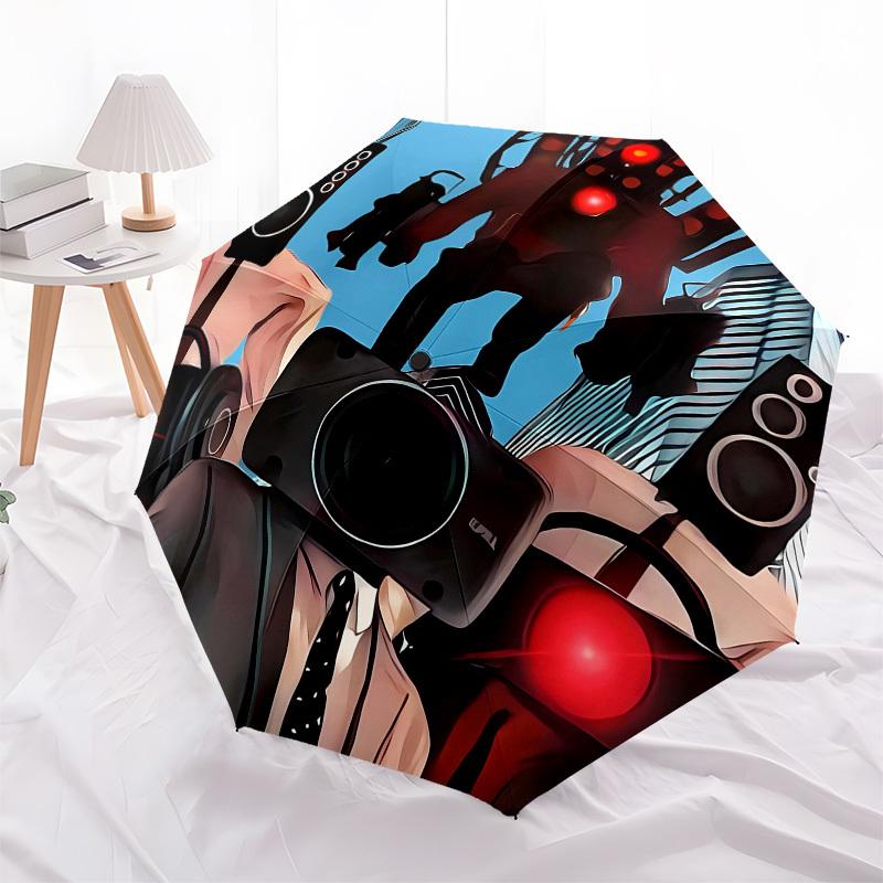 Robot, Cityscape- Automatic Opening and Closing, 8-rib Structure Portable Umbrella, Suitable for Men and Women in All Seasons - Perfect Gift