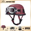 Vintage Black Retro Helmet Summer Breathable Sun Protection Lightweight Helmet Leather High Quality DOT Approved