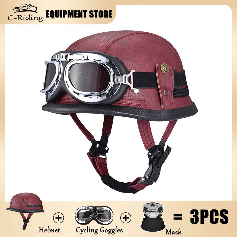Vintage Black Retro Helmet Summer Breathable Sun Protection Lightweight Helmet Leather High Quality DOT Approved