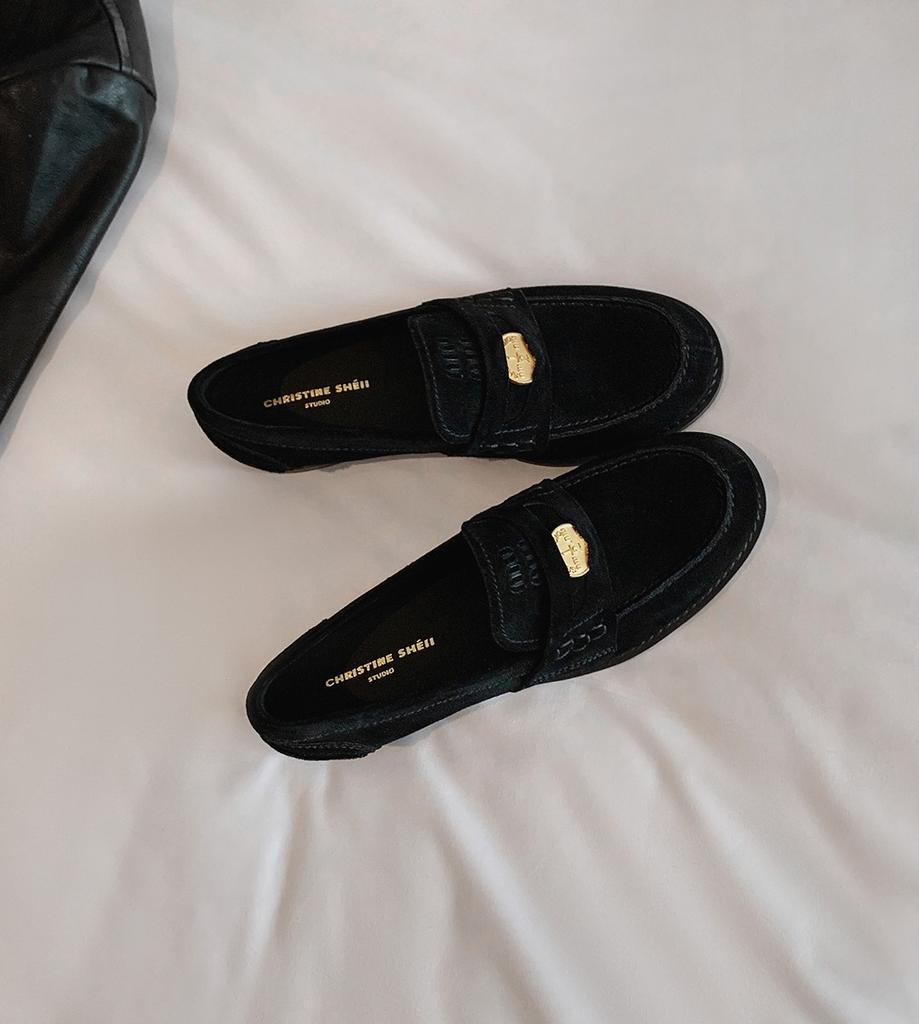 Shoes Classic Versatile Round Head Small Gold Coin Lazy Shoes