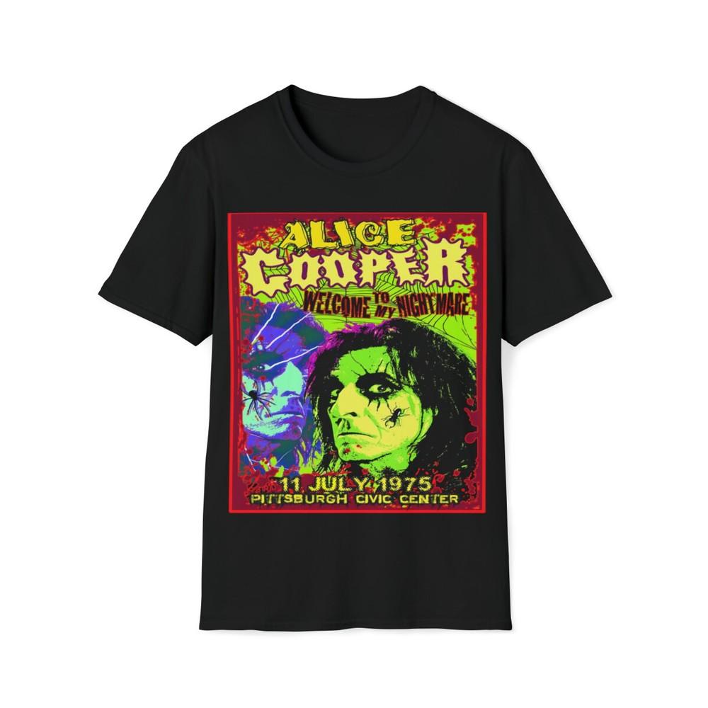 Soft Cotton T-Shirt. Alice Cooper, Welcome To My Nightmare