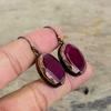 Серьга с ограненным кашмирским рубином, серьги из электроформованной меди, женская серьга, драгоценный камень, медные украшения, ручная работа, уникальный стиль, серьги, подарки для нее