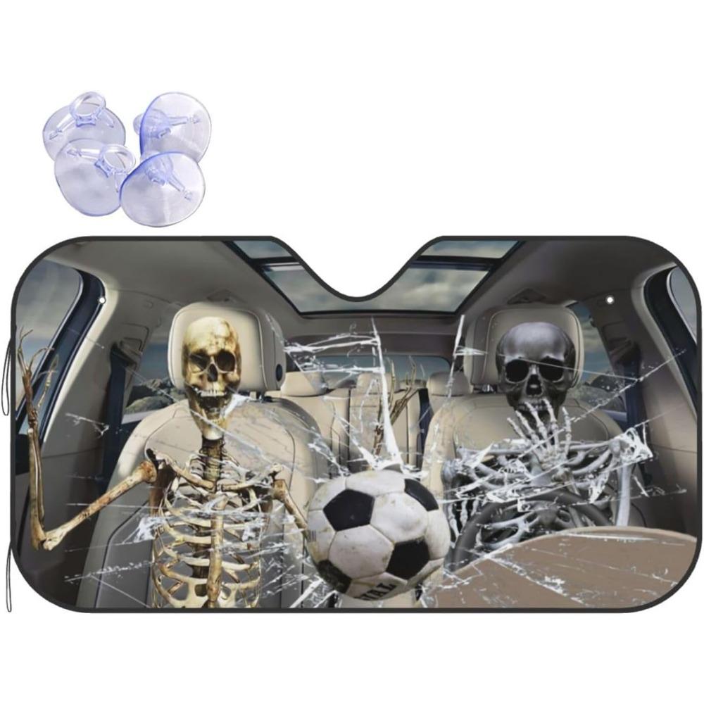 Skull Car Sunshade for Front Windshield Sunshades Sun Visor Protector Blocks Uv Rays Foldable Keep Your Vehicle Cool