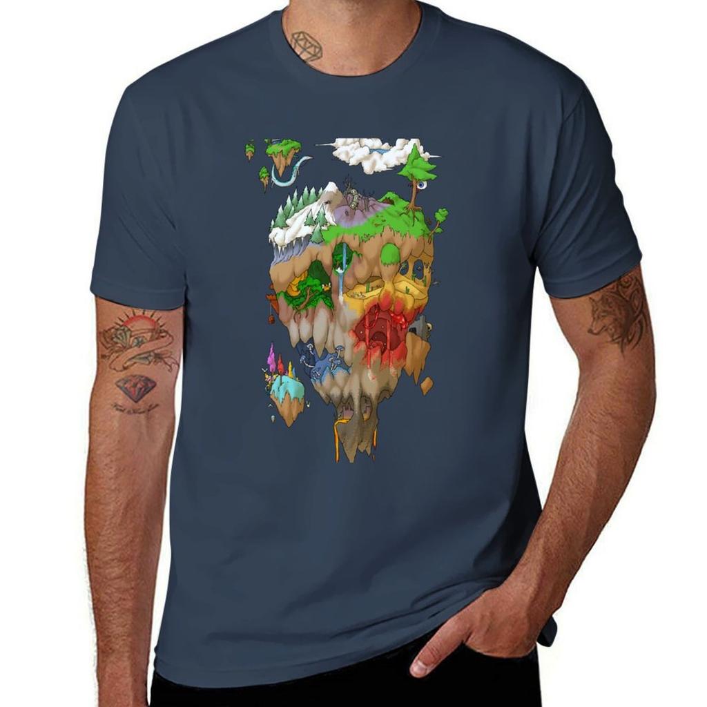 Terraria Floating Island T-Shirt Anime T Shirts for Man T Shirt Men 100% Cotton Luxury Brand T-Shirt