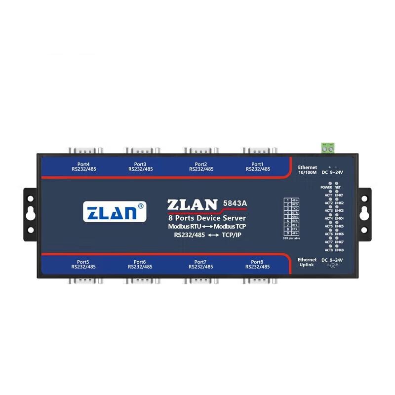 ZLAN 8-Port RS232/485 to Ethernet Serial Server