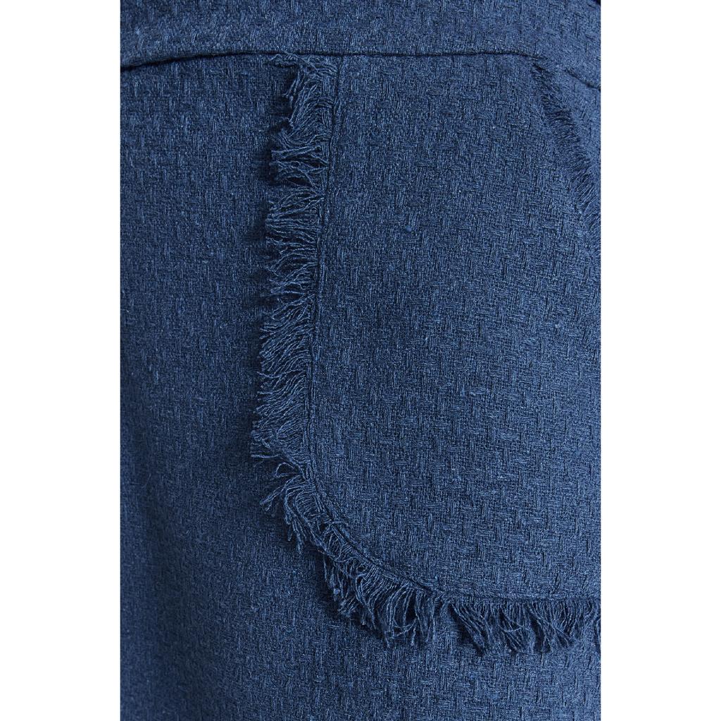 Мини-тканая юбка из твидовой ткани индиго с кисточками Twoaw24et00204