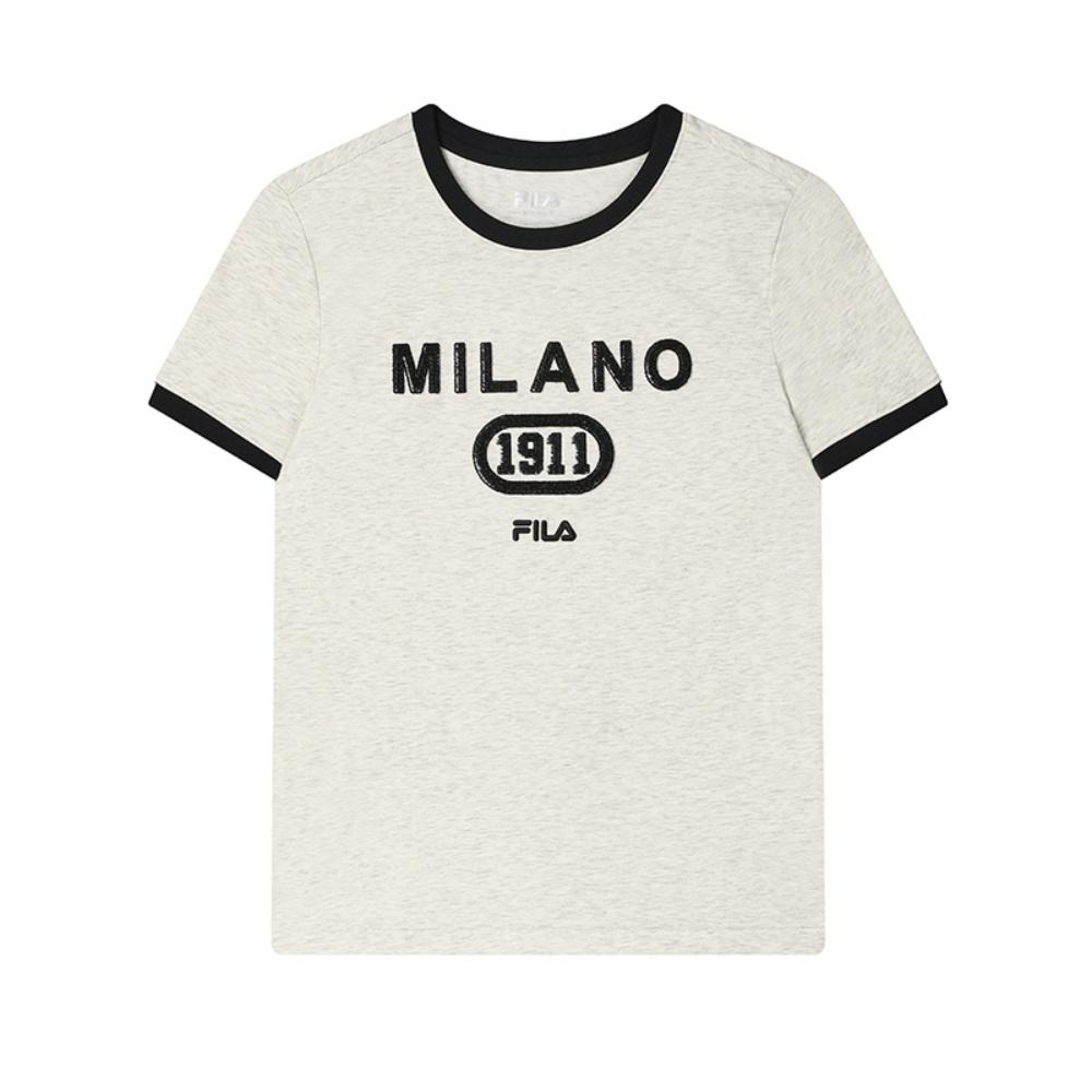 Fila Миланская Итальянская Роскошная Спортивная Коллекция Модная Универсальная Удобная Повседневная Трикотажная Футболка с Коротким Рукавом Женские Топы F11W525104F-LK