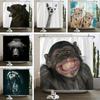 Смешная шторка для душа 3d шторки для ванны Обезьяна Орангутан Животный принт Водонепроницаемый полиэстер для декора ванной большой 180x200см