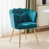Modern Velvet Living Room Armchair, Upholstered Chair with Petal Backrest and Gold-Plated Metal Legs and Butterfly Cushion for Bedroom/Dining Room