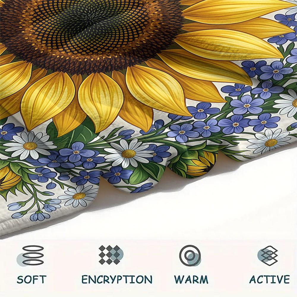 1PC Sunflower Garden Print Flannel Blanket High quality All Seasons for Home Decor Warmth and Comfort Gifts Birthday Gifts