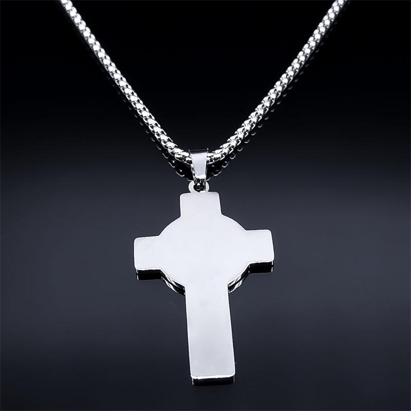 Irish Celtic Knot Cross Pendant Necklace Stainless Steel Trinity Symbol Lucky Amulet Necklace Women Men Jewelry colar masculino