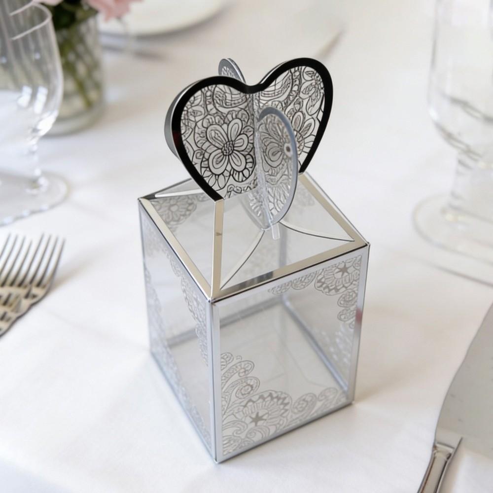 10 Pcs Gold Stamping Candy Boxes Transparent Wedding Favor Boxes Creative Gift Boxes