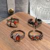 [Fei Mo Ring] Dark Gothic Red Diamond Zir*****Pen Ring Personality Hip Hop Stacking Women With Niche Rings