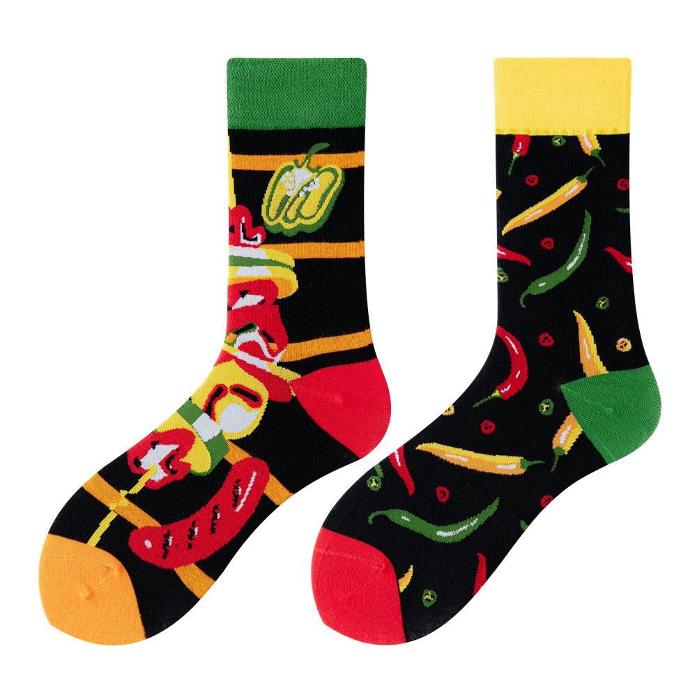 Asymmetric Colorful Christmas Cotton Socks for Couples