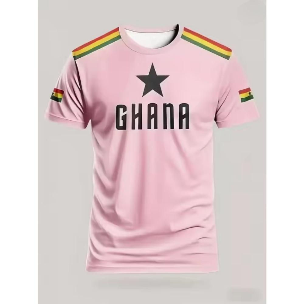 2026 Ghana Style Football Jersey Ghana Team Fan T-shirt Men's Short-Sleeved Sports Shirt Women's T-shirt 3D Printed Shirt