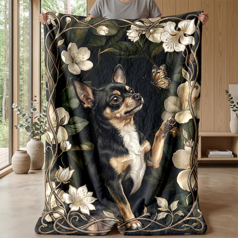 Butterflies Flowers Puppies Kittens blanket Personalized Name Flannel Blanket Soft Cozy Plush Throw for Sofa Bed Lightweight Home Decor
