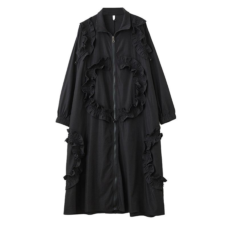 Long Sleeve Oversized Vintage Casual Loose Autumn Spring Trench Coat for Women Outerwear