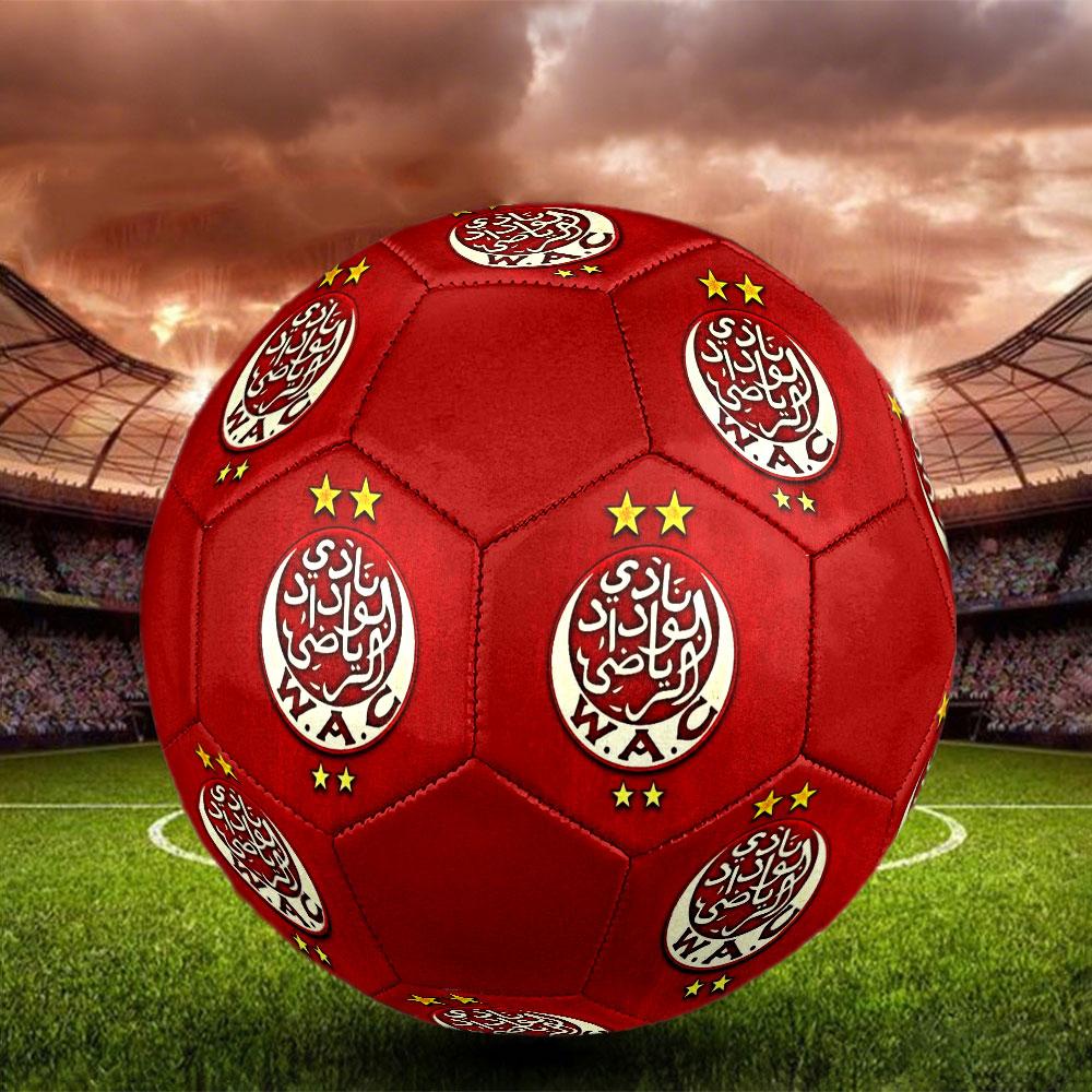 Wydad AC Size 5 Soccer Ball, Machine-Stitched PVC, Durable & High Bounce, All Ages Fit, fan merchandise, matches & outdoor use.