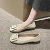 French Flat-bottomed Light-mouth Single Shoes for Women's Autumn New Popular Lightweight Soft-soled Comfortable Doudou Shoes Temperament Nude Boat Sho