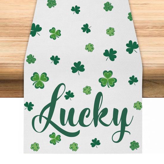 Дорожка для стола на день Св.. Украшение ко Дню Патрика с принтом клевера, легкое в уходе, нескользящее